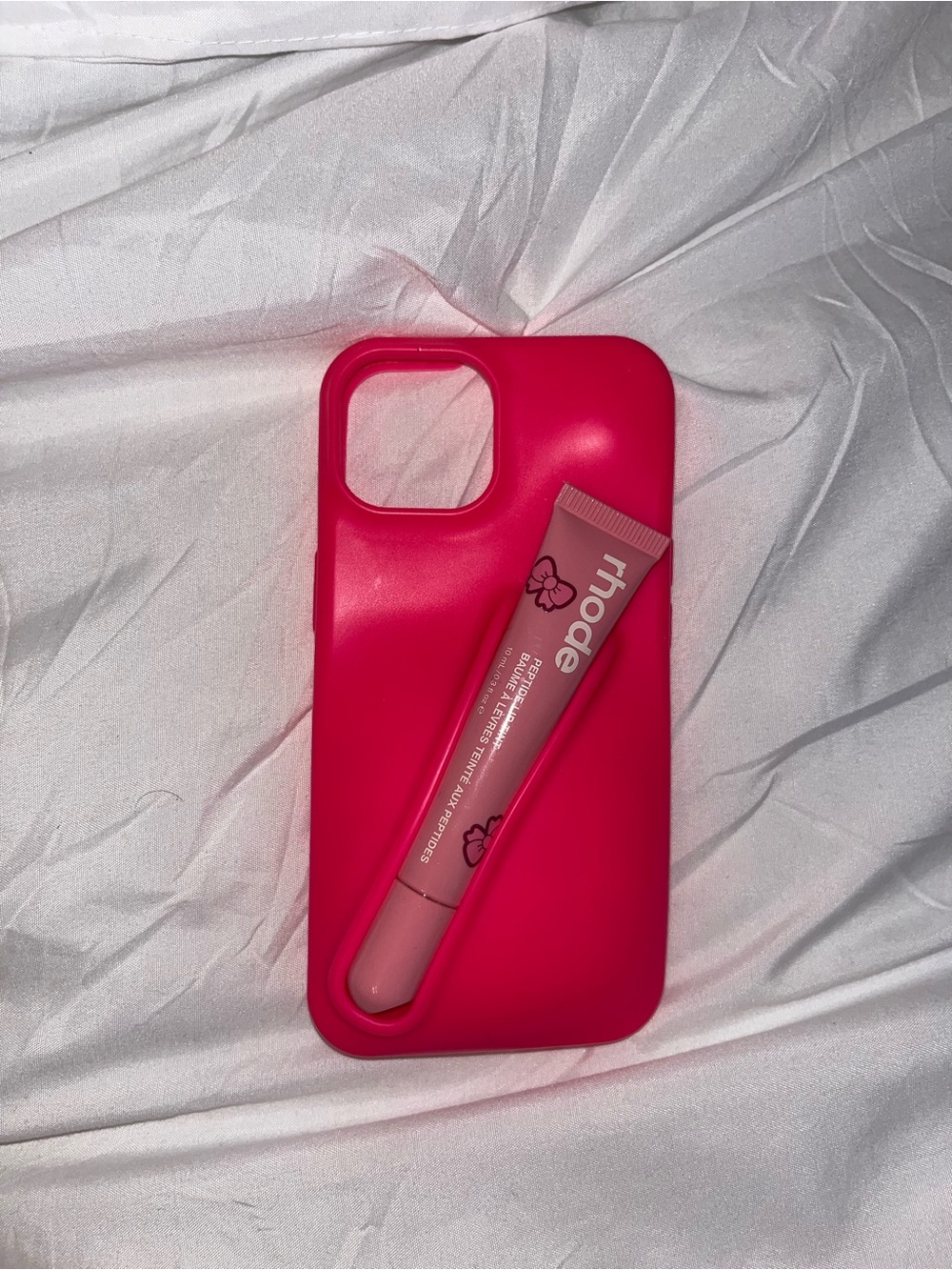 Hot Pink Silicone Phone Case for iPhone - Lip Peptide Phone Case -IPhone 13